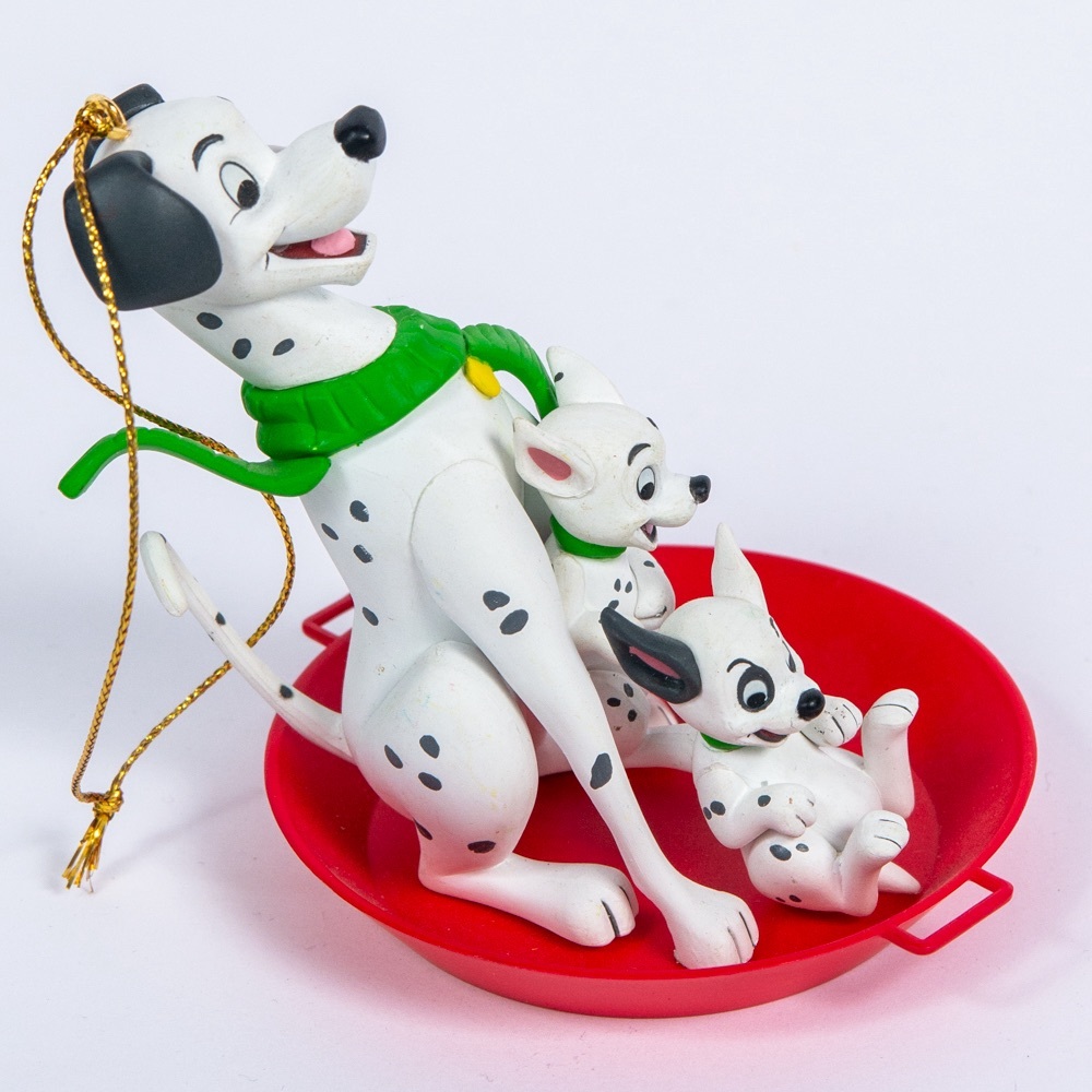 101 Dalmatians sledding ornament Disney vintage